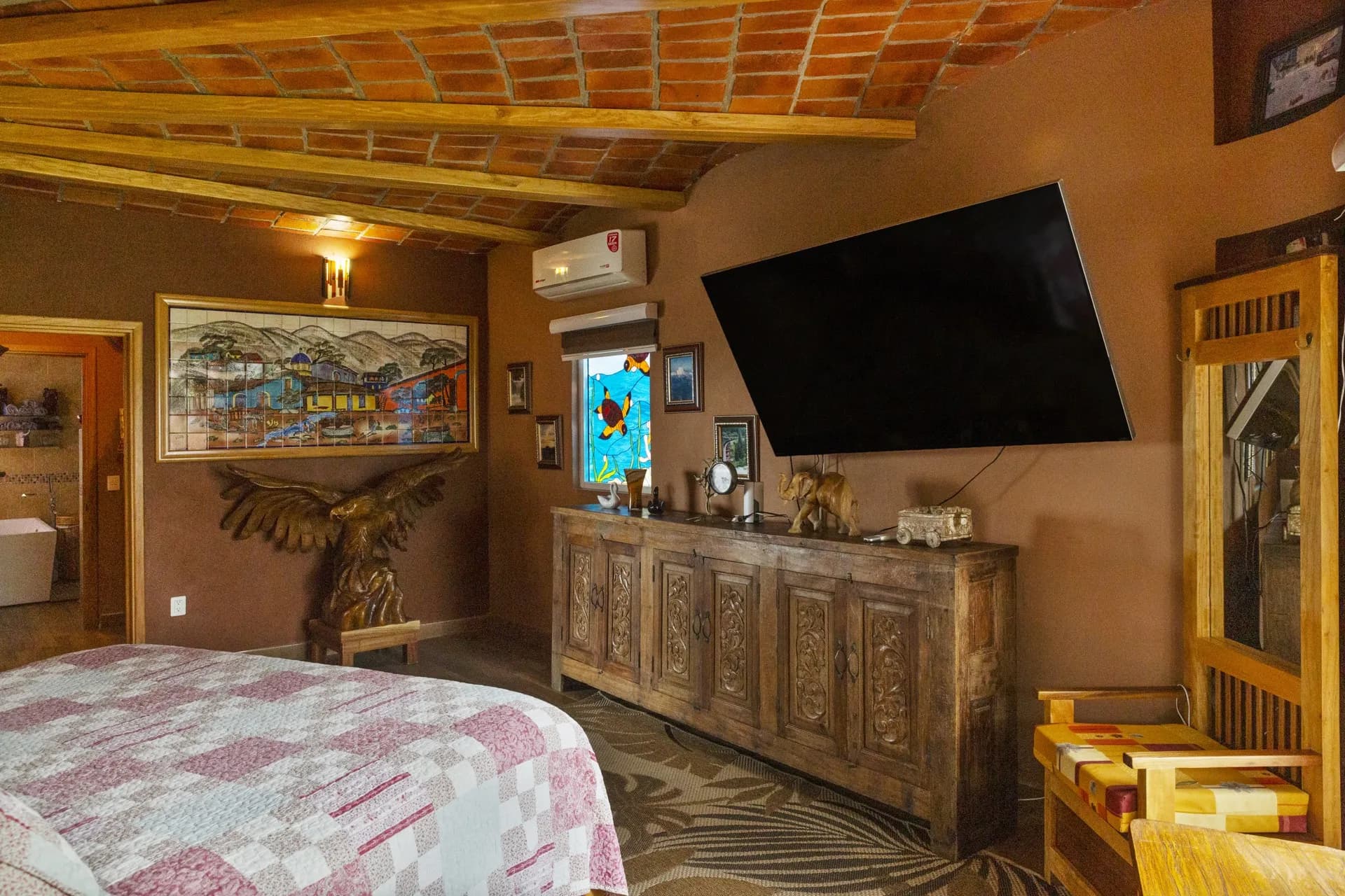 Open-plan living space with vaulted ceiling