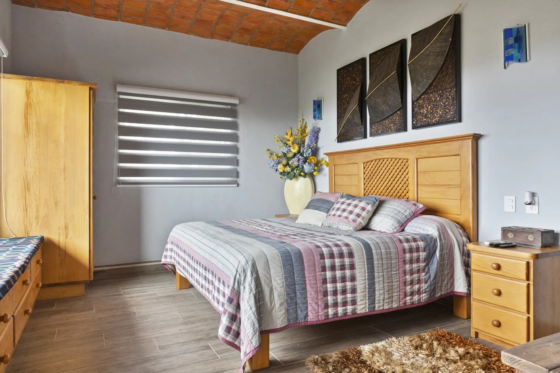 Bedroom with traditional Mexican textiles and decor