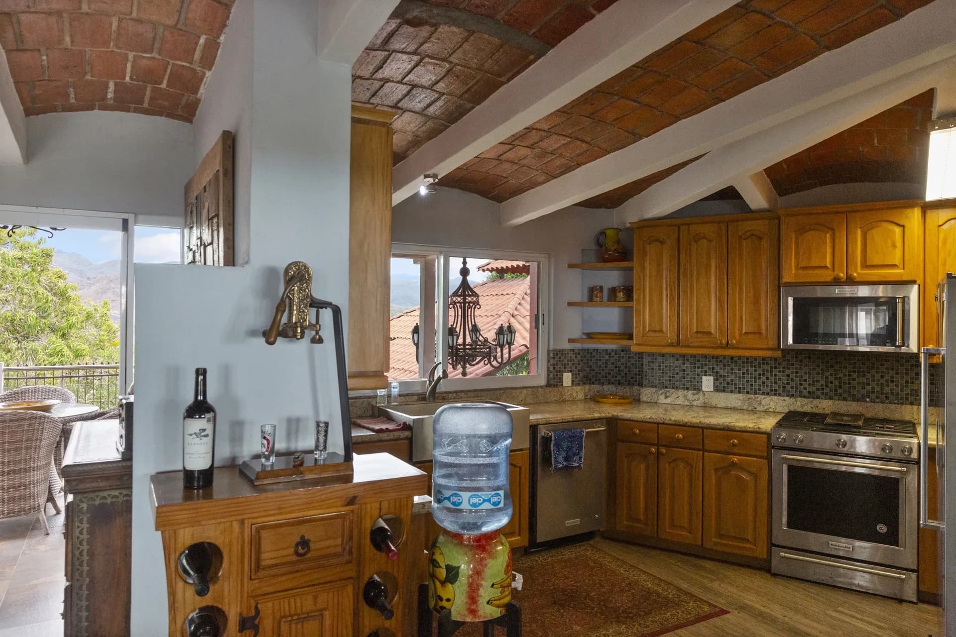 Ocean view from terrace at golden hour