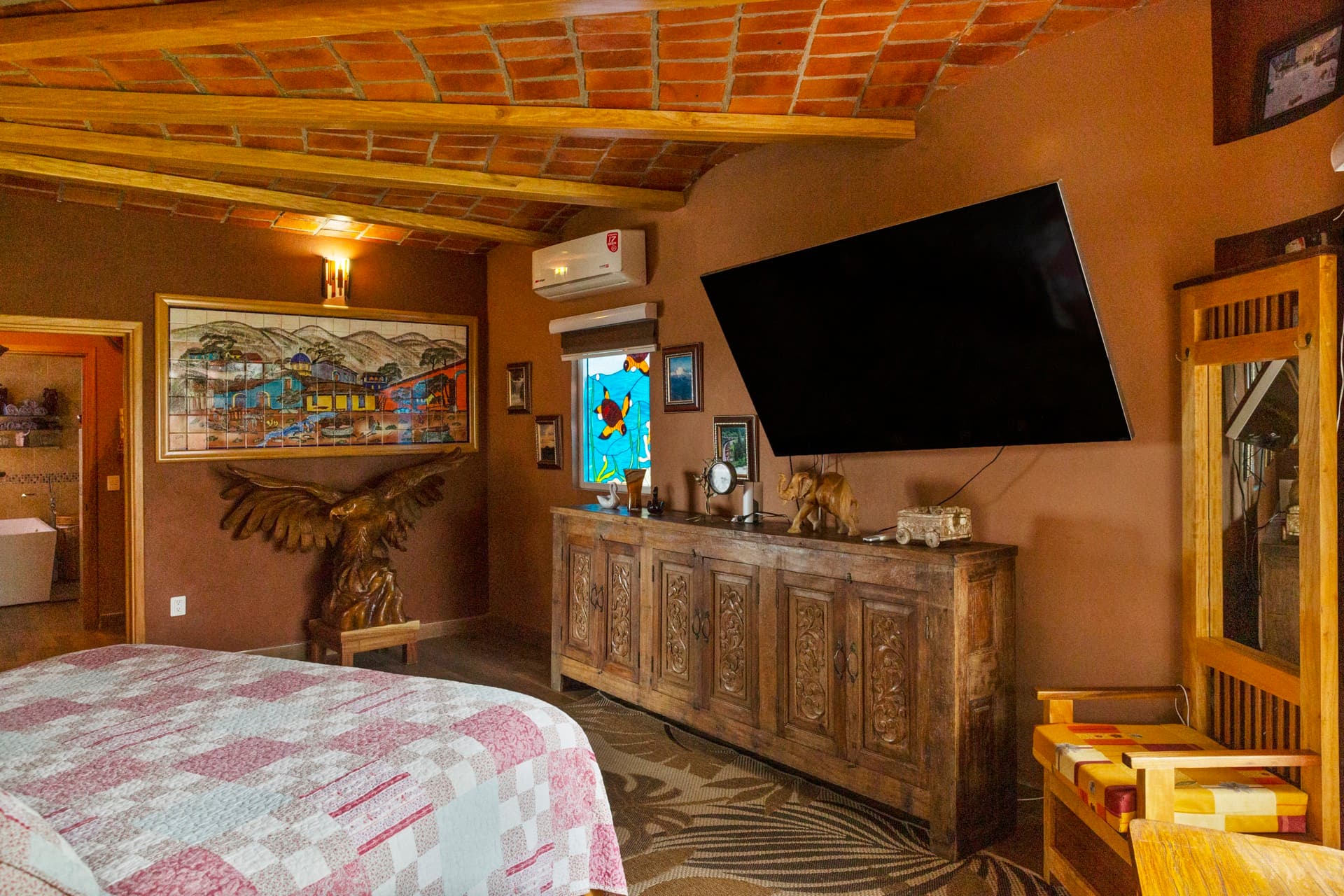 Open-plan living space with vaulted ceiling