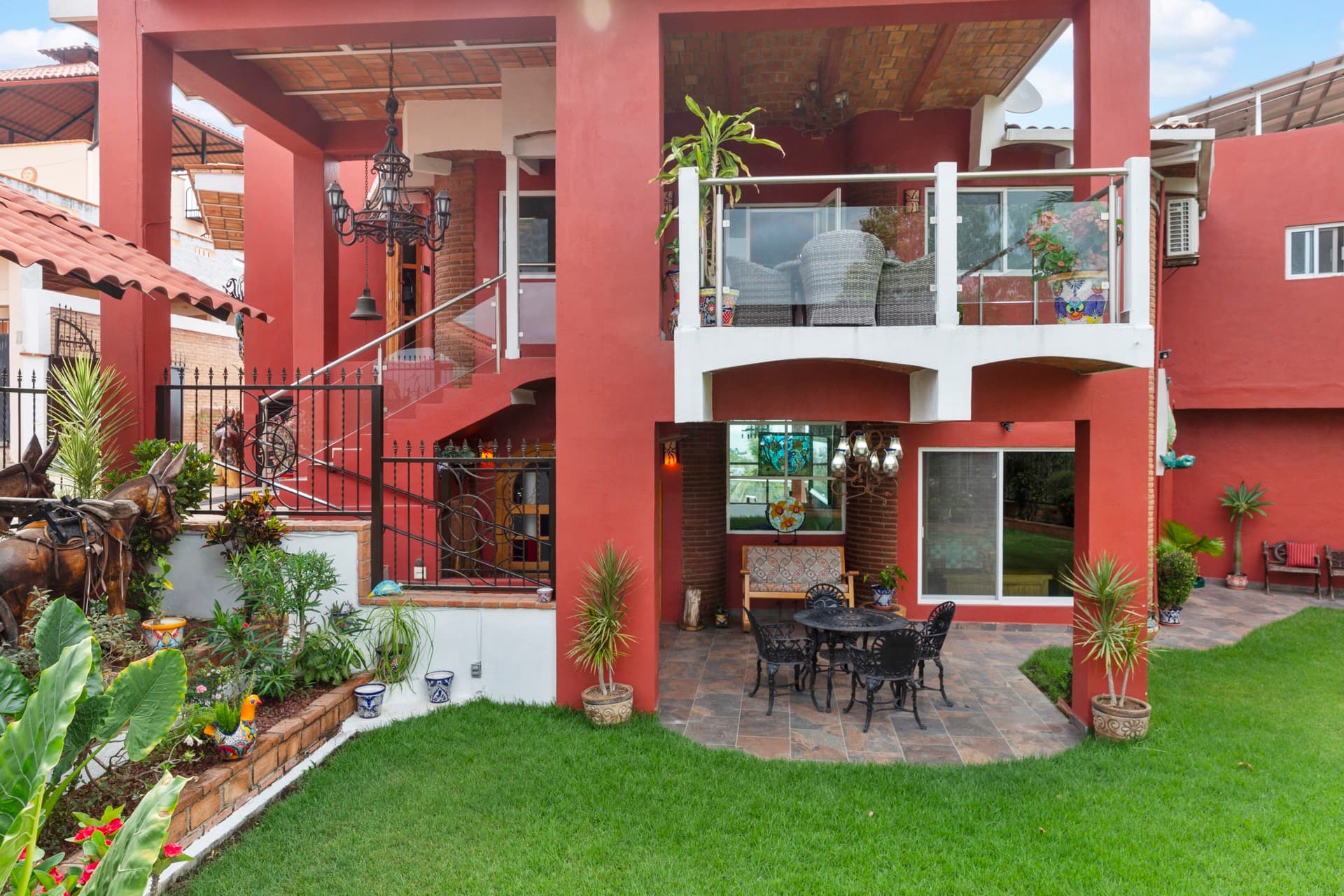 Poolside lounging area with panoramic views