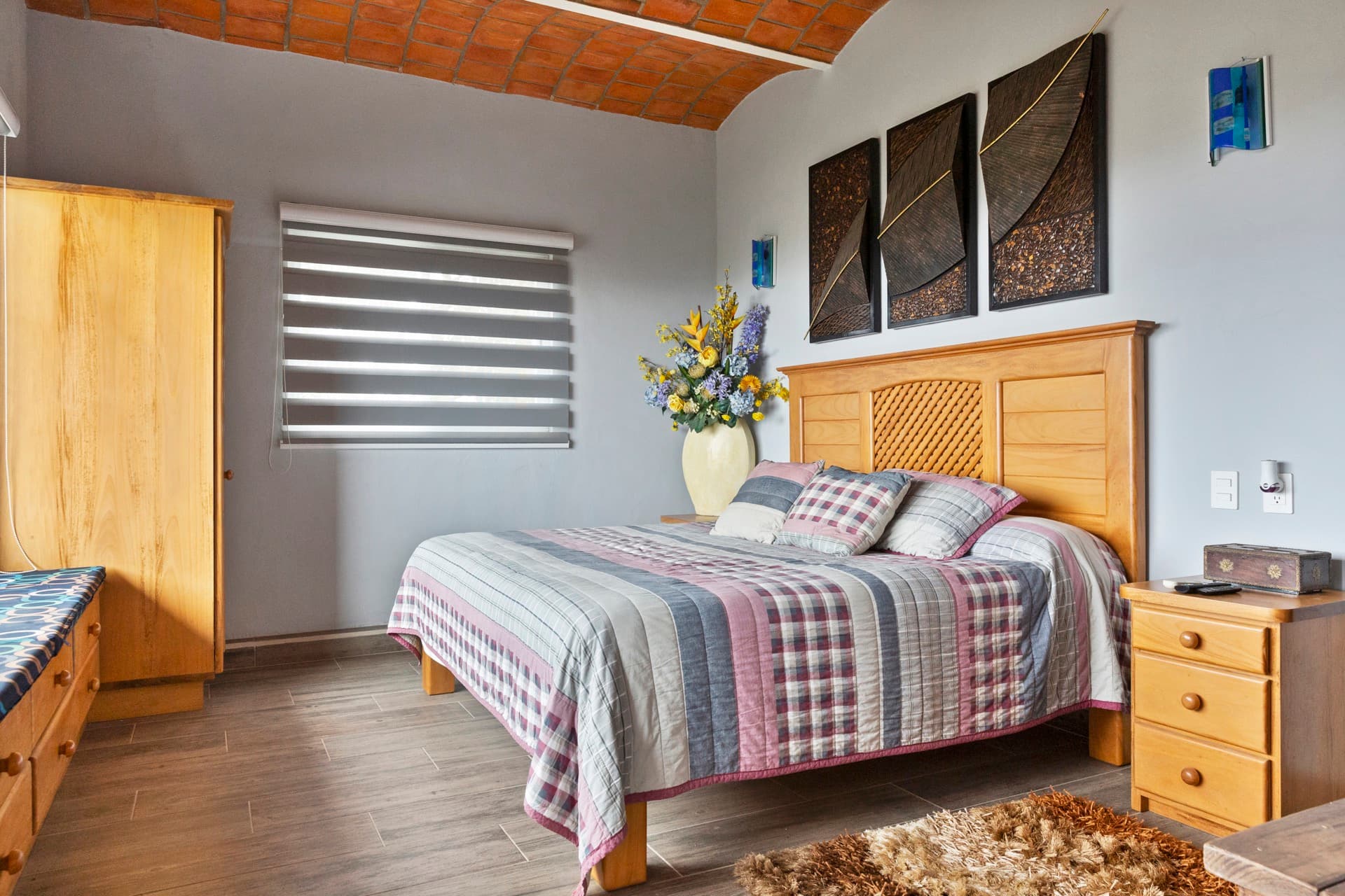 Bedroom with traditional Mexican textiles and decor