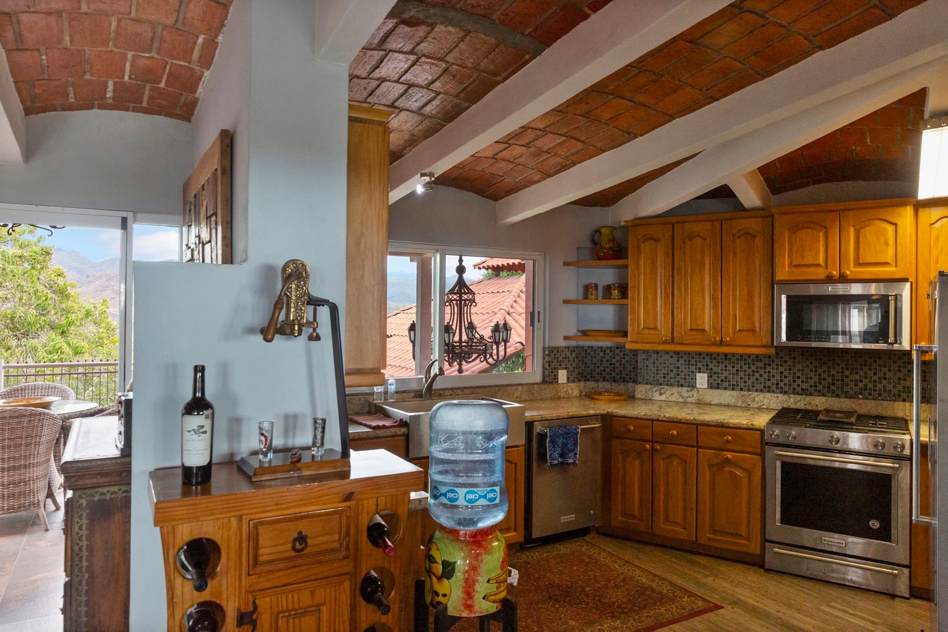 Ocean view from terrace at golden hour